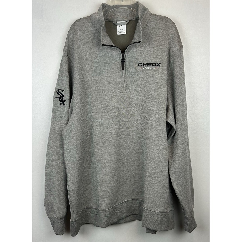 Chicago White Sox Nike Quarter Zip Mens XXL Dri Fit 1/4 Gray Embroidered Chisox
